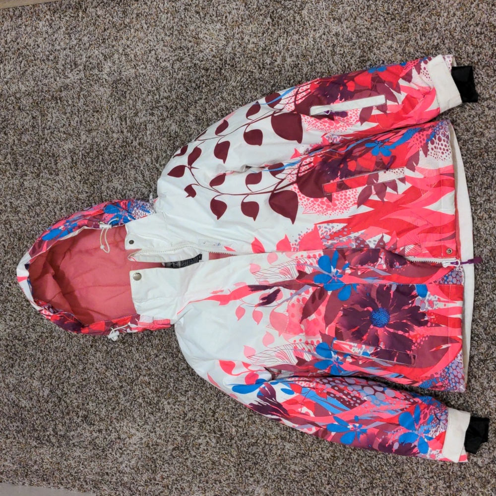 Riviyele Pink Floral Winter Ski Jacket Girls Size 10